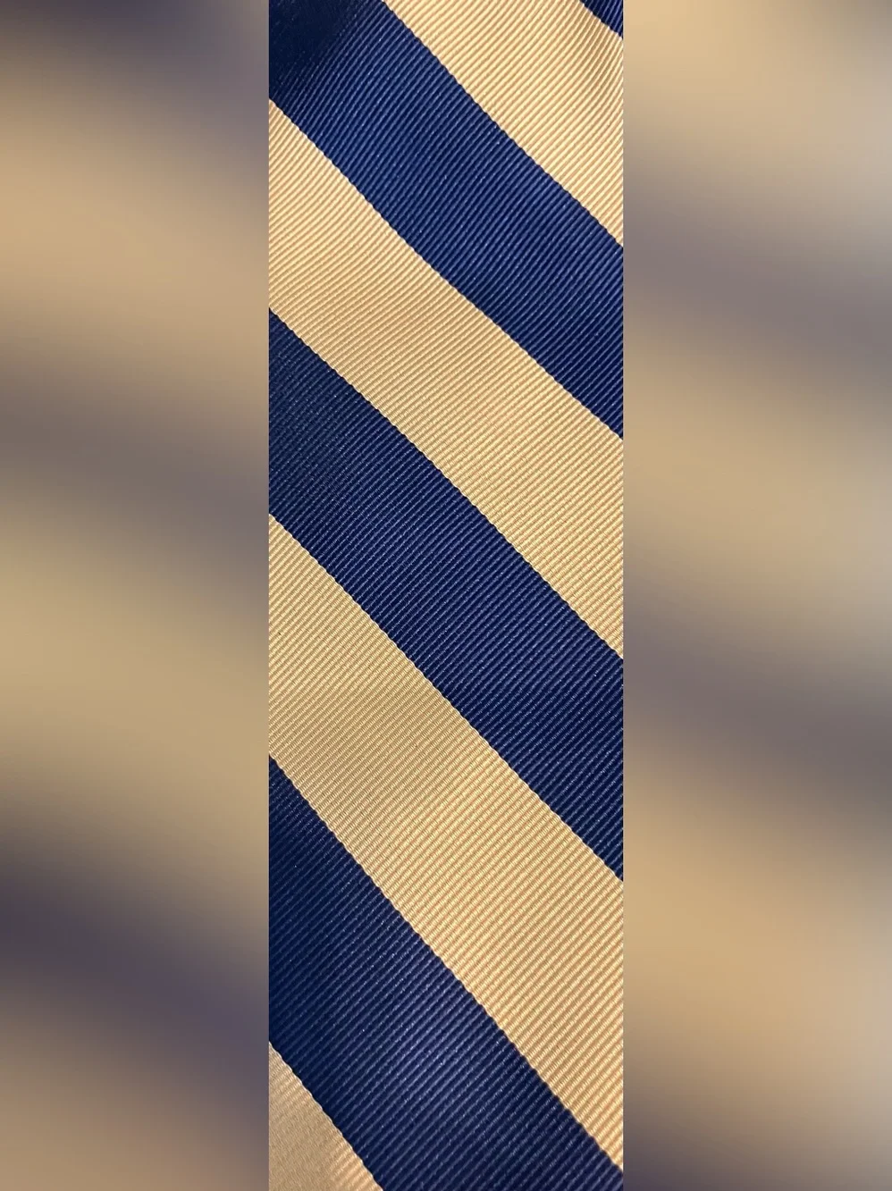 Lands' End Navy and Yellow Diagonal Repp Stripe Tie